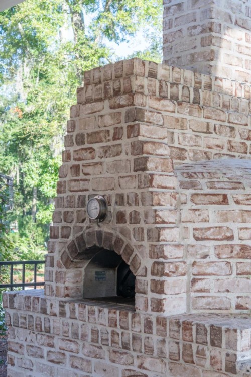 Outdoor brick fireplace